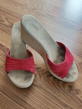 UGG Red Suede Wedge Slide Sandals - Women